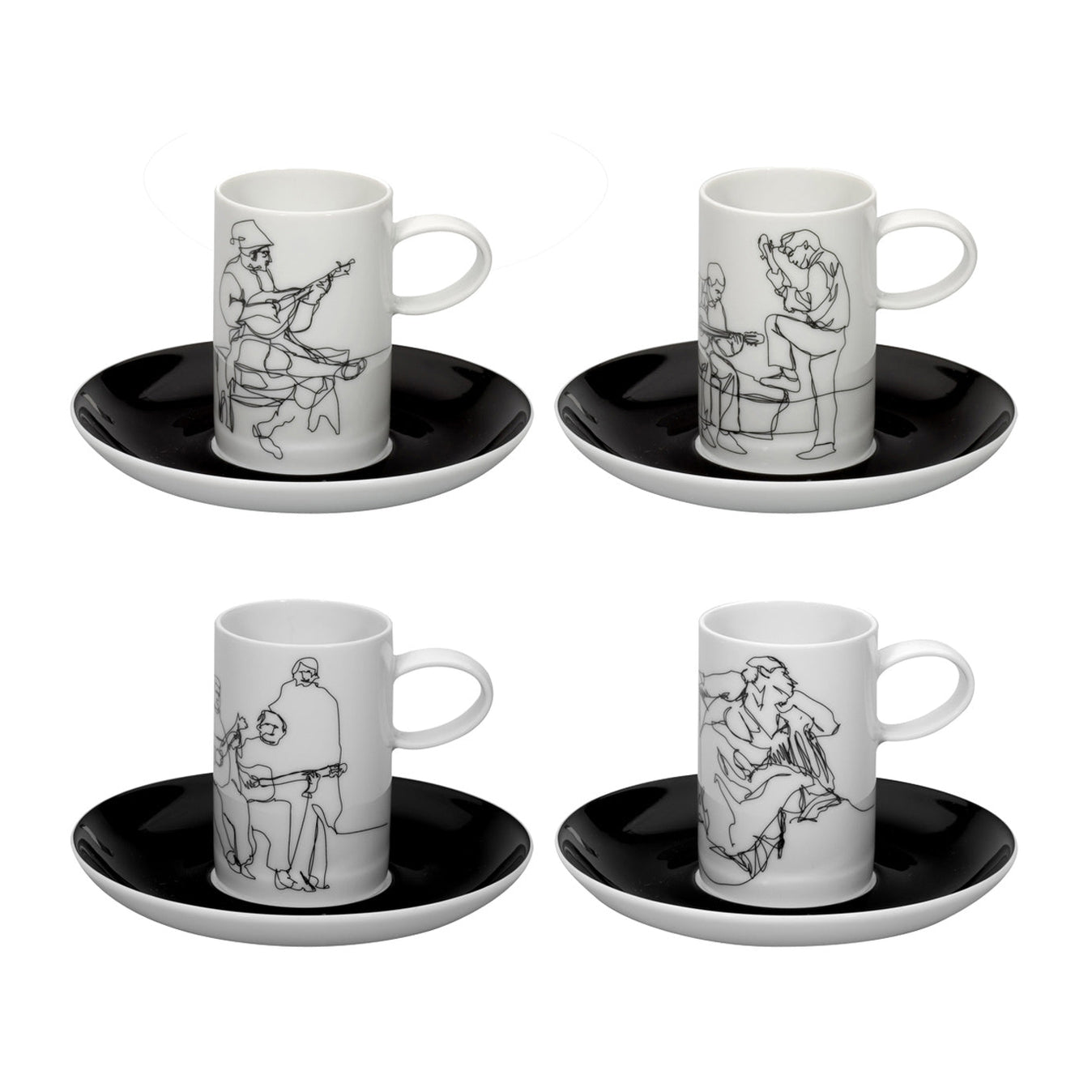 Fado Coffee Cups &amp; Saucers - Set of 4