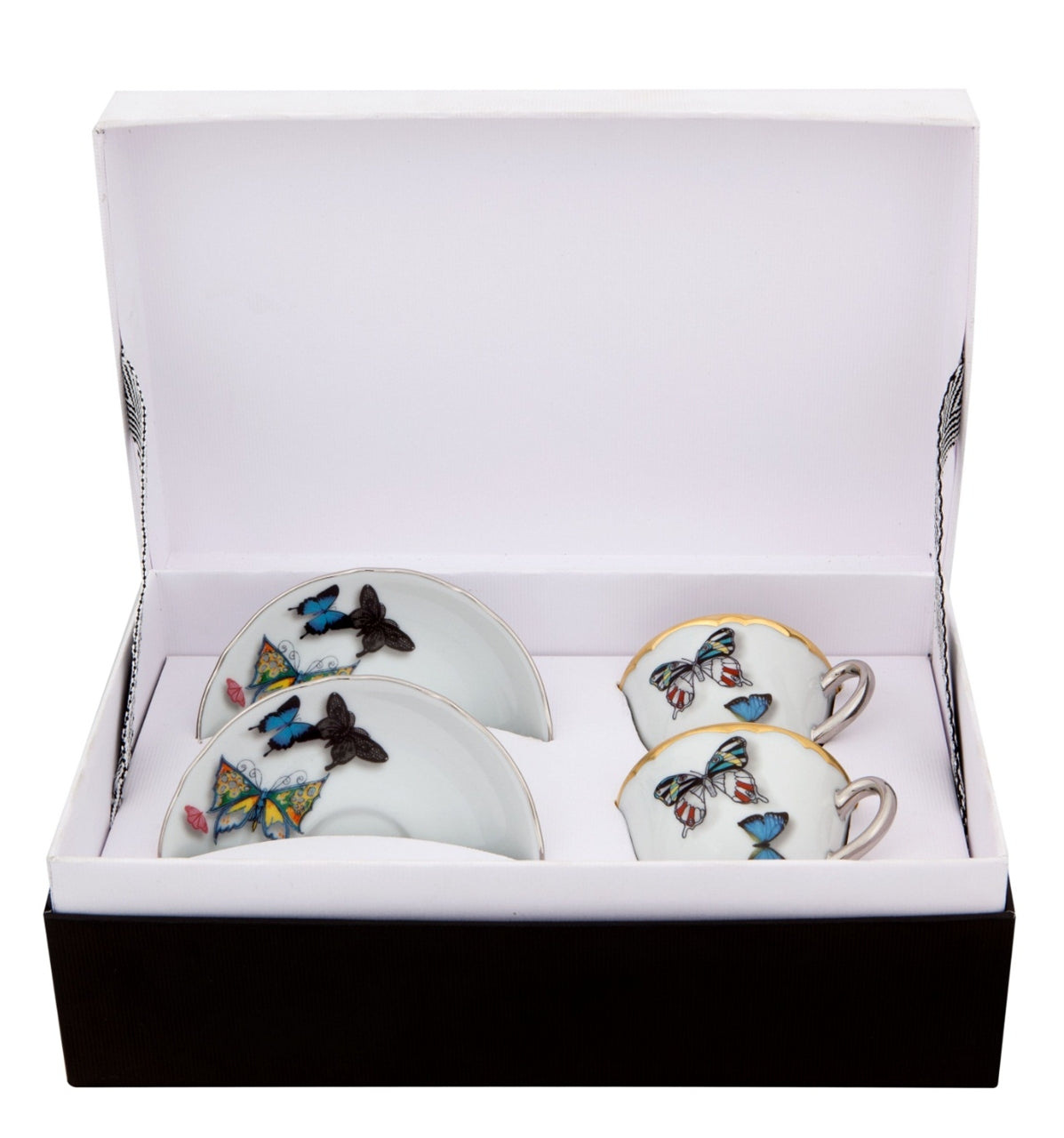 BUTTERFLY PARADE SET COFFEE CUPS &amp; SAUCERS