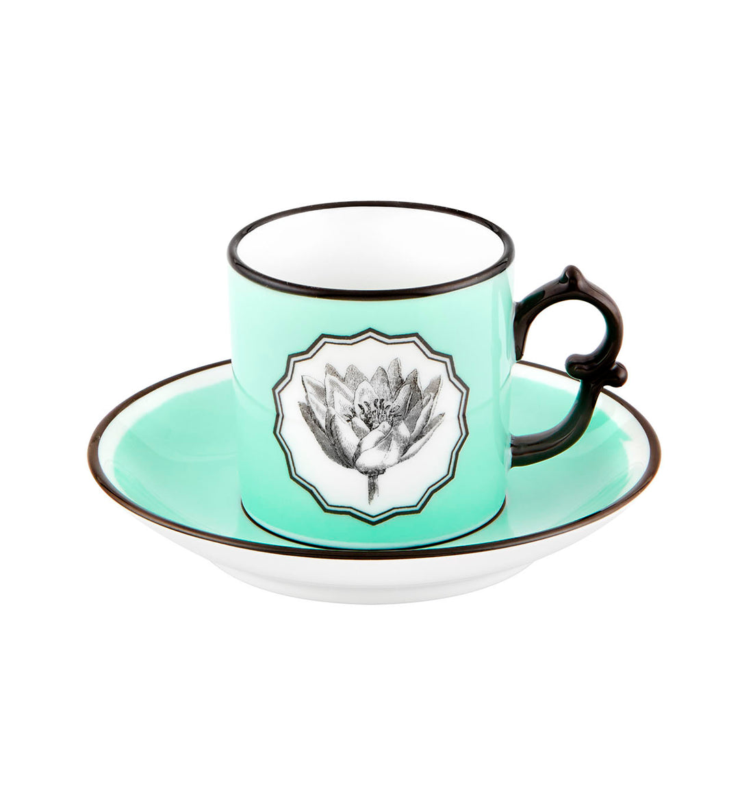 HERBARIAE COFFEE CUP AND SAUCER GREEN