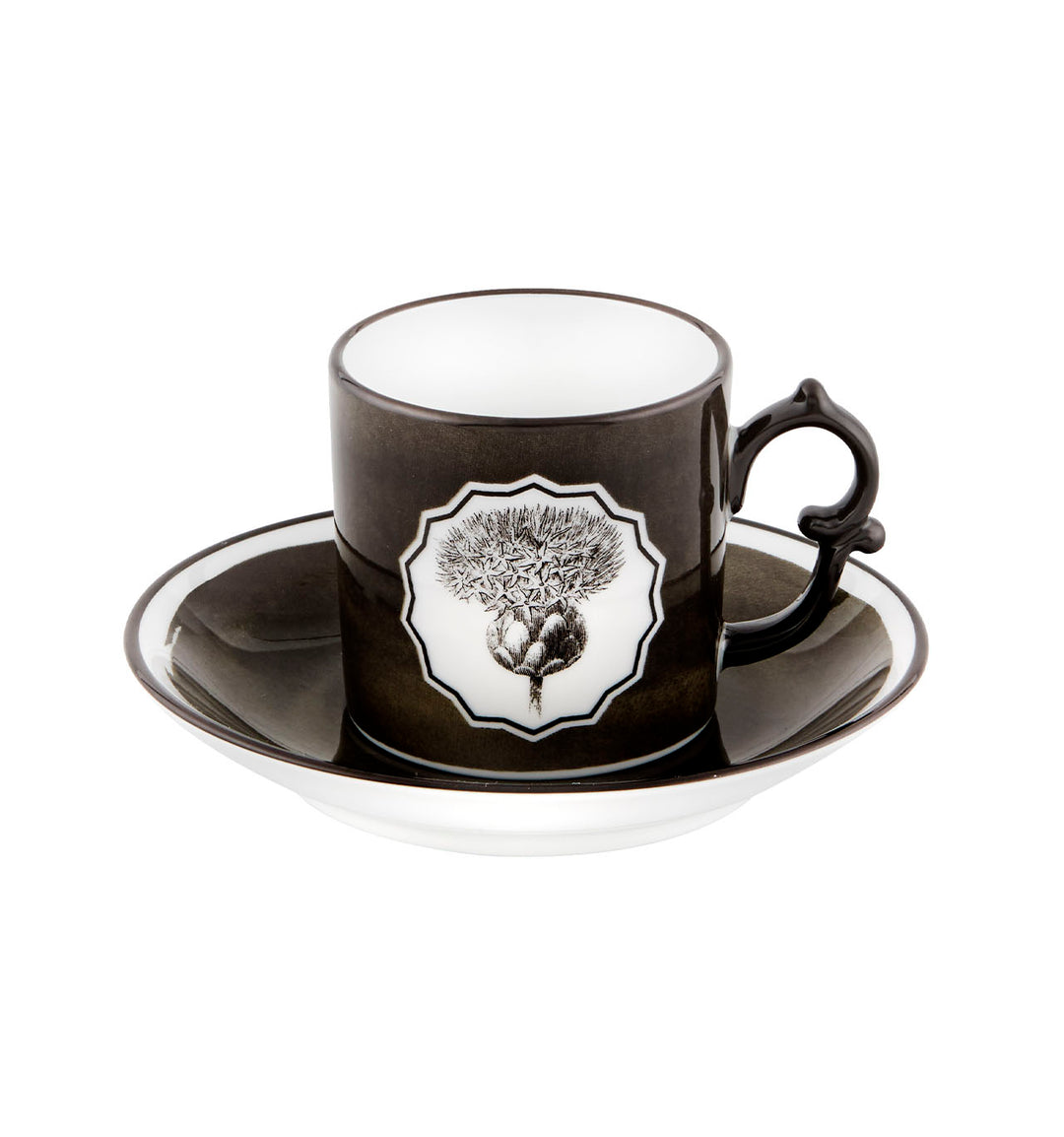 HERBARIAE COFFEE CUP AND SAUCER BLACK