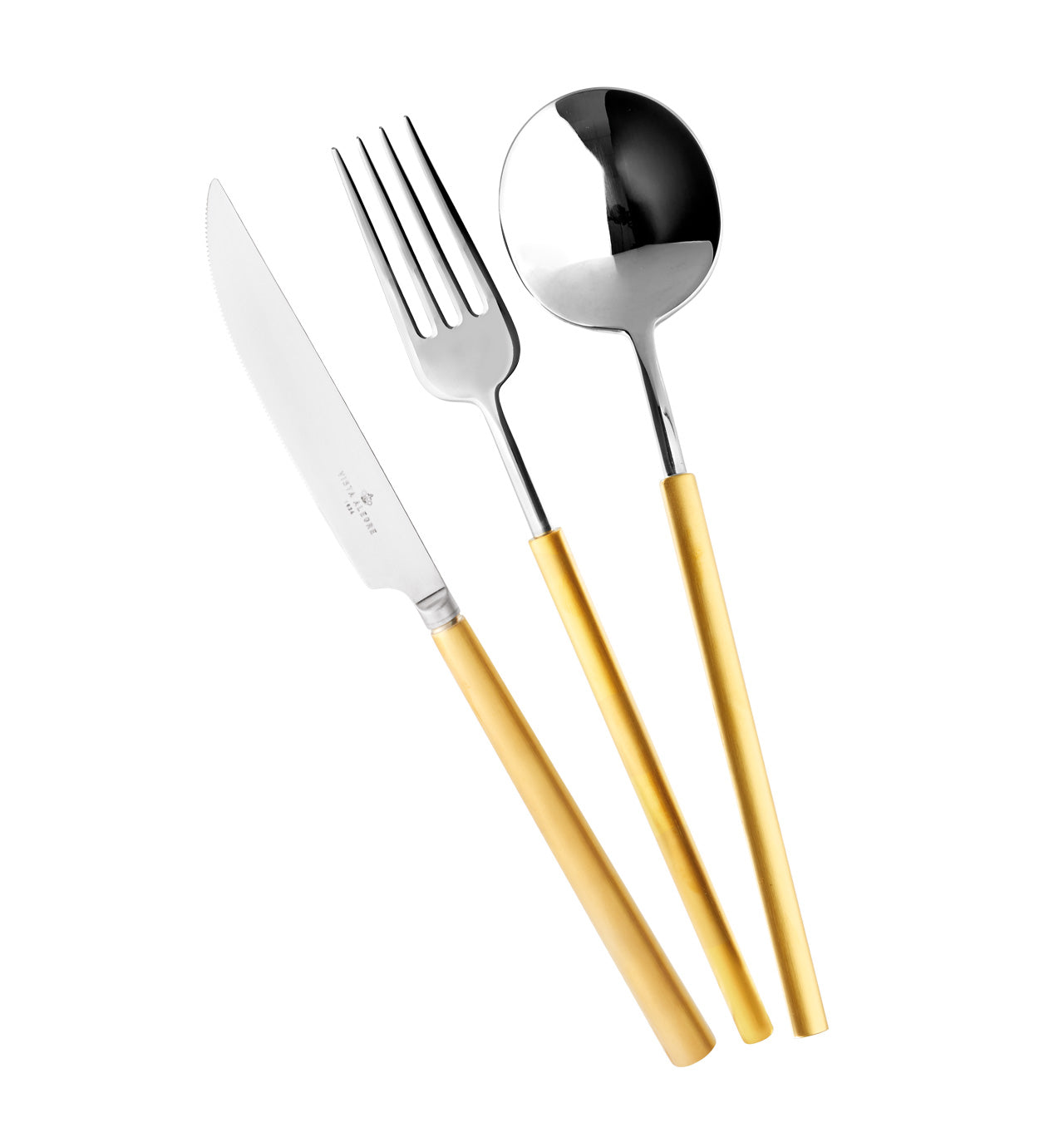 Domo Matt Gold Handle - 16 PC. Cutlery Set With Canteen