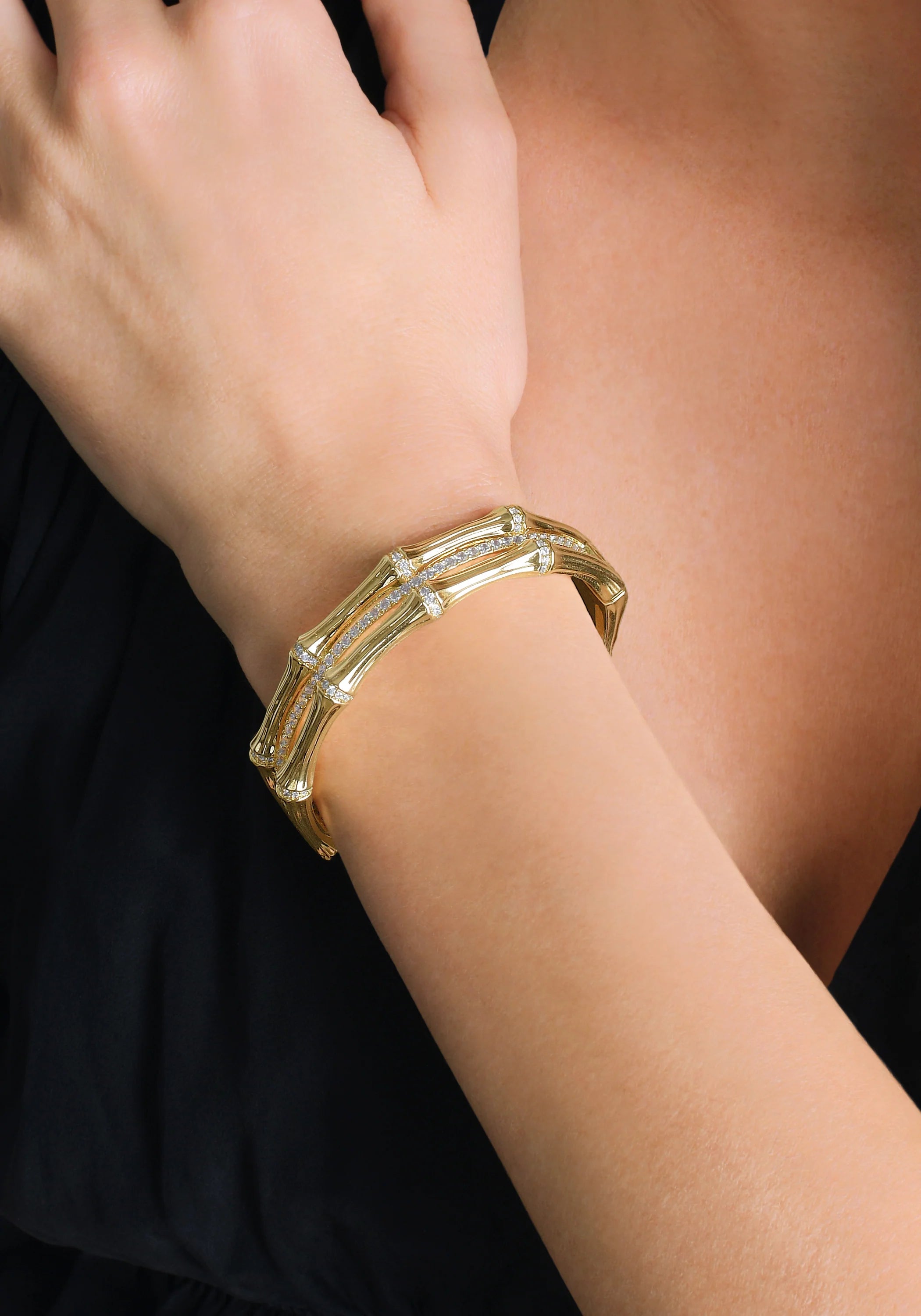 Bamboo Stacked Hinged Bangle