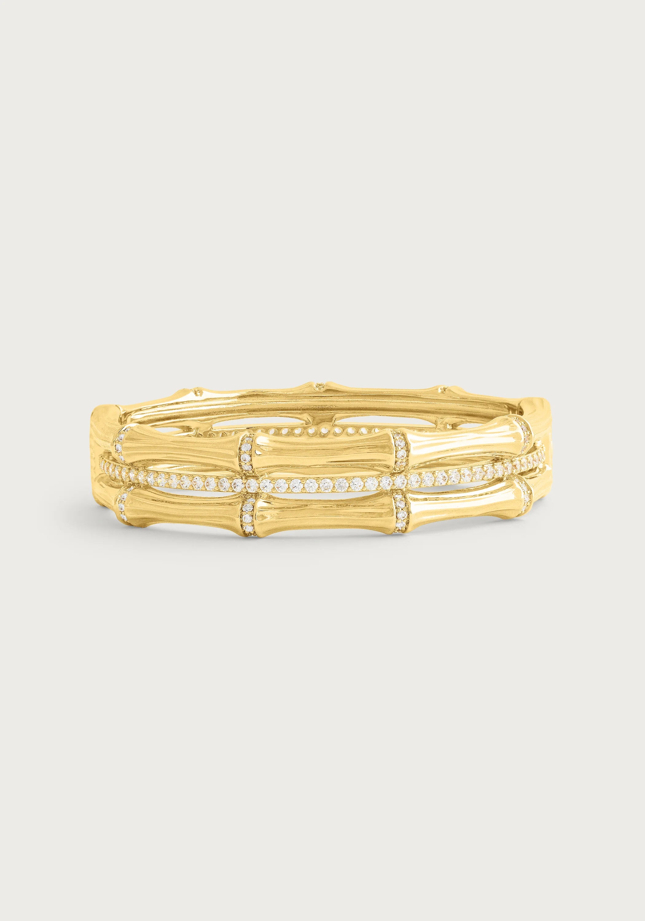 Bamboo Stacked Hinged Bangle