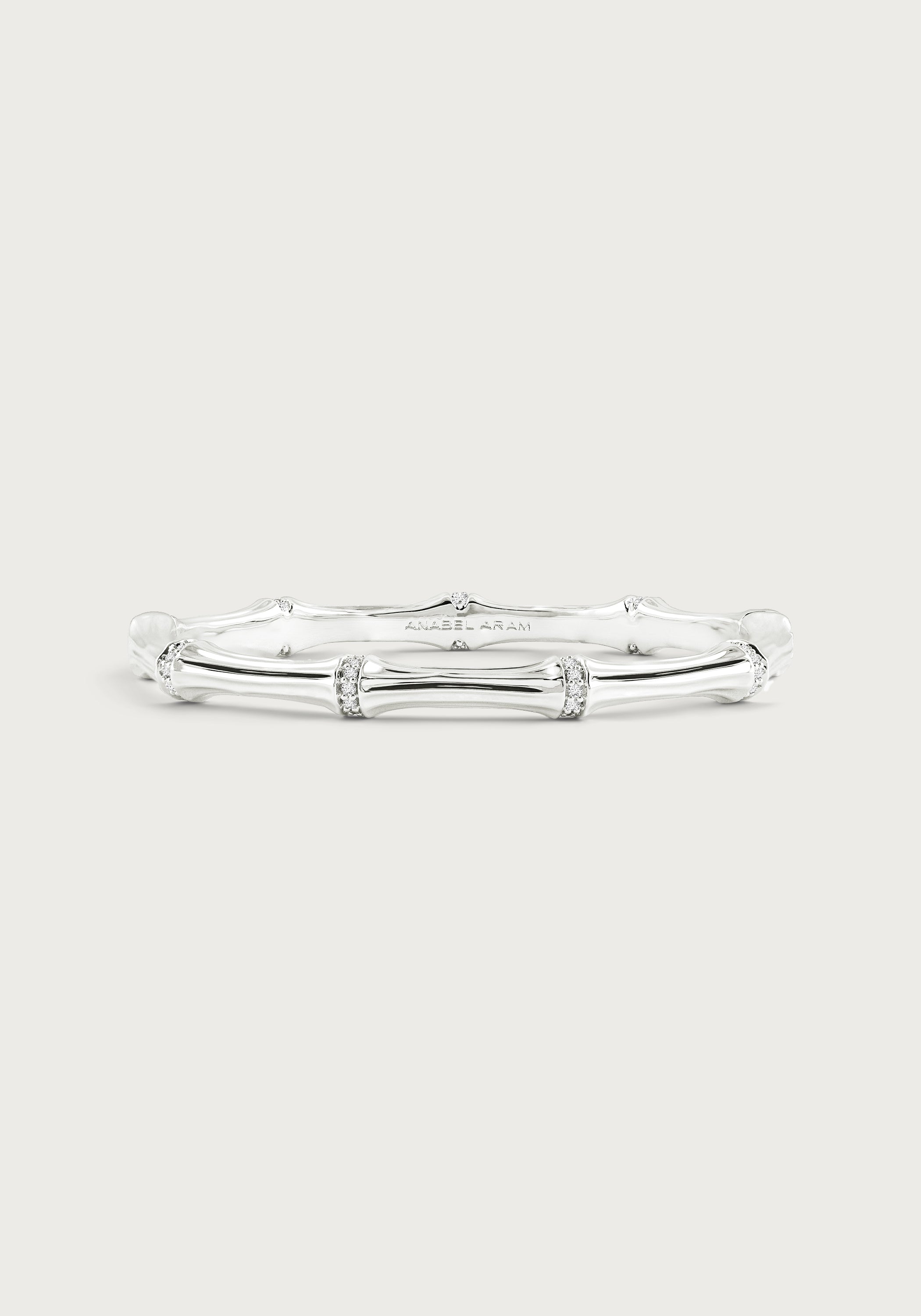 Bamboo Hinged Bangle, Silver