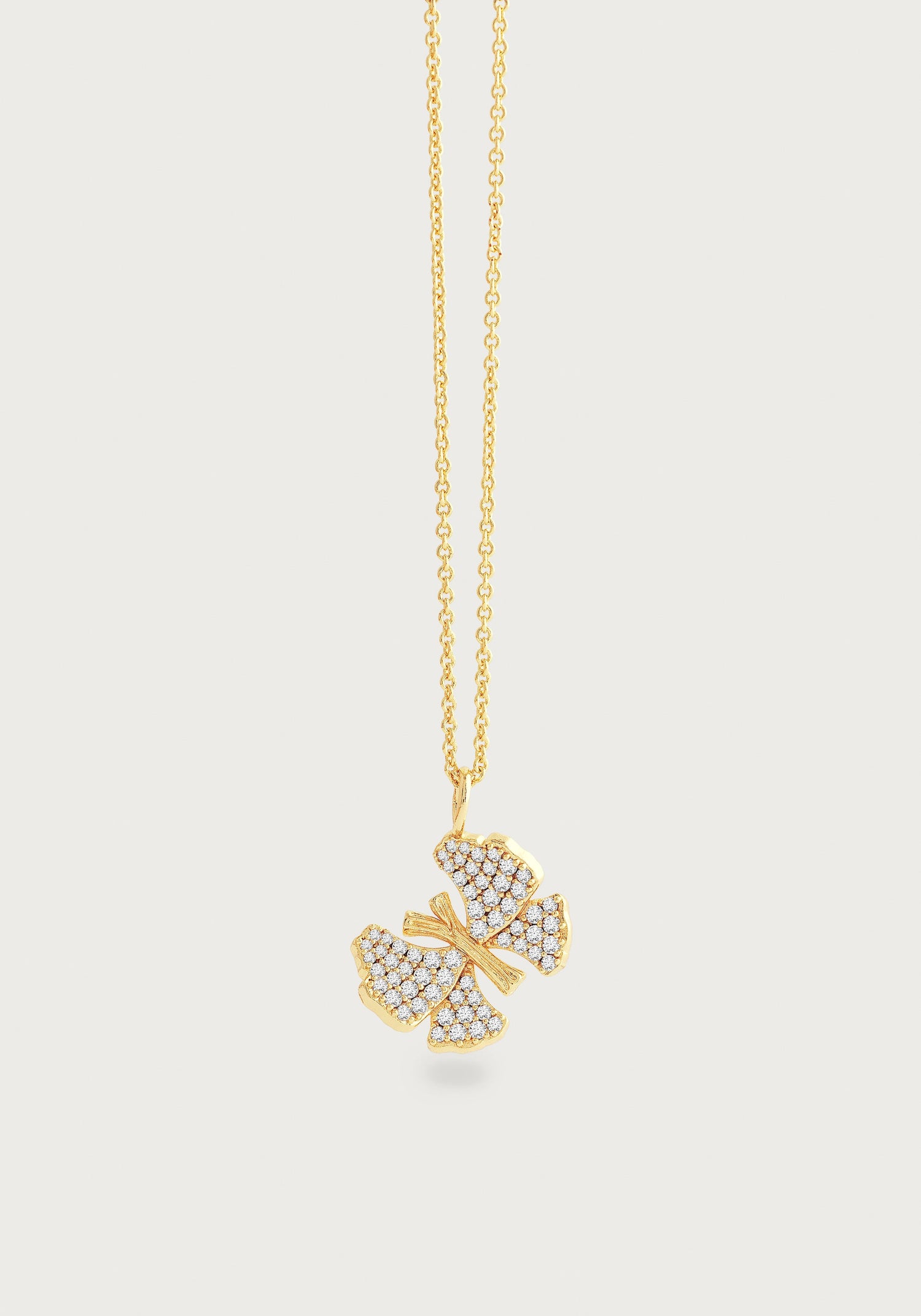 Butterfly White Pavé Small Necklace