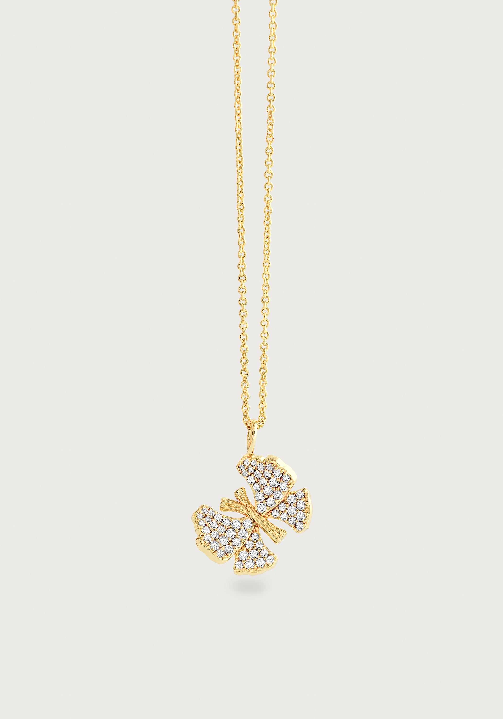 Butterfly White Pavé Small Necklace