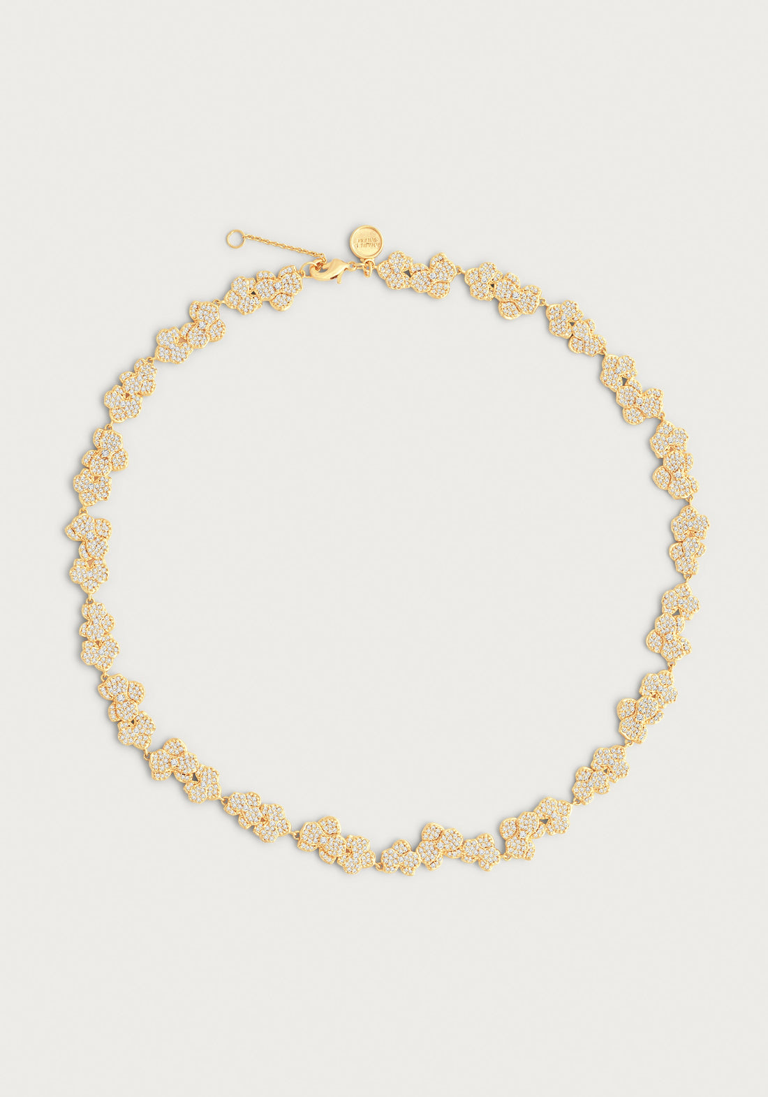 Orchid White Pavé Necklace, Gold