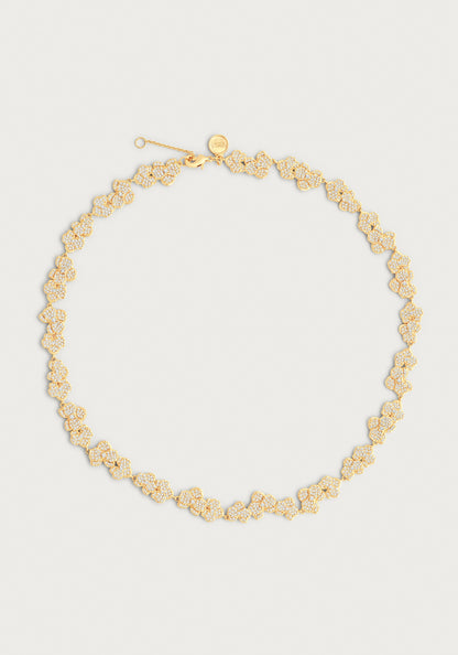 Orchid White Pavé Necklace, Gold