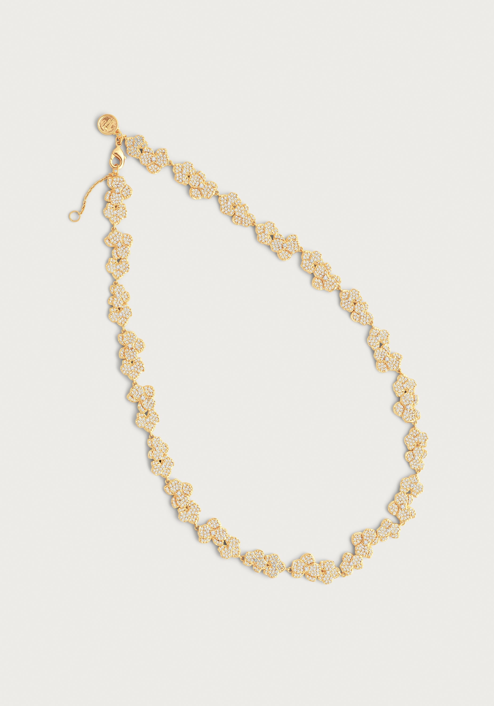 Orchid White Pavé Necklace, Gold