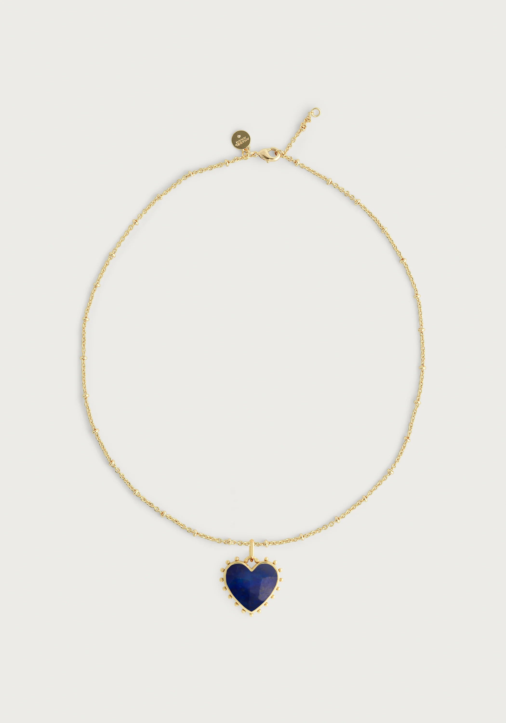 Heart With Stone Pendant Necklace - Lapis