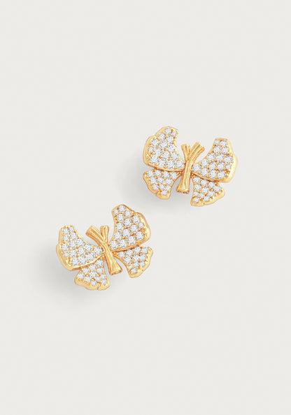 Butterfly White Pavé Stud Earrings