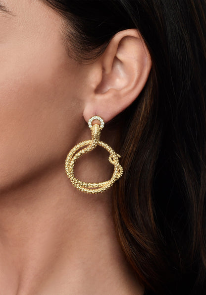 Serpent Holding Ring Hoop Earrings