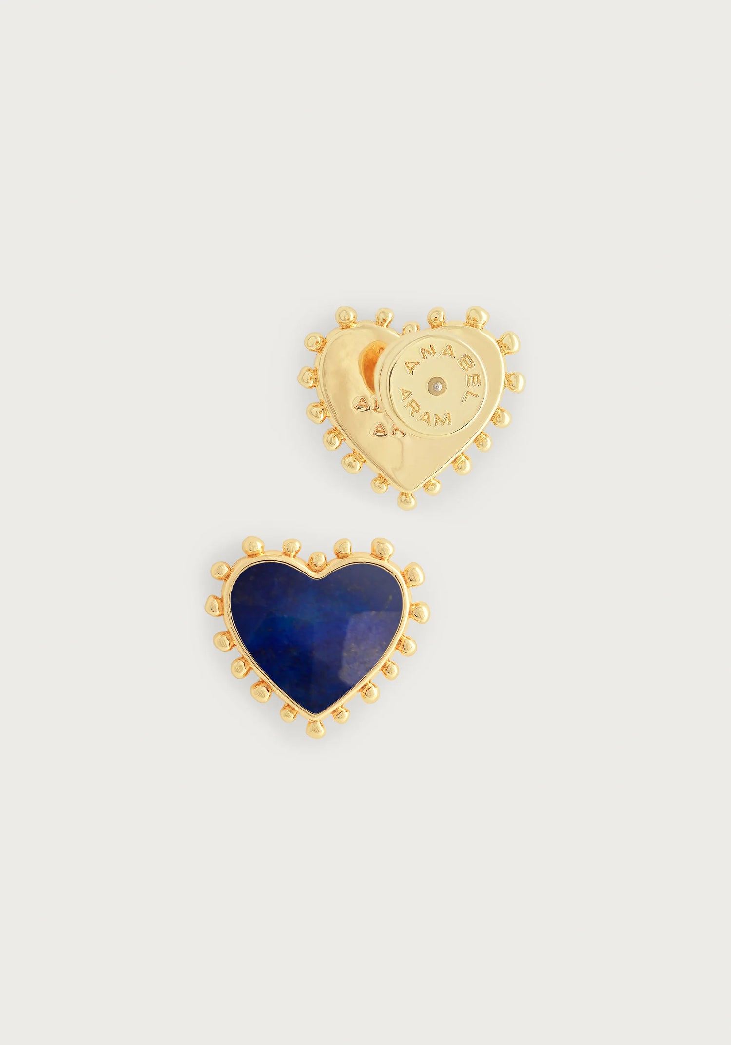 Heart With Stone Stud Earrings - Lapis