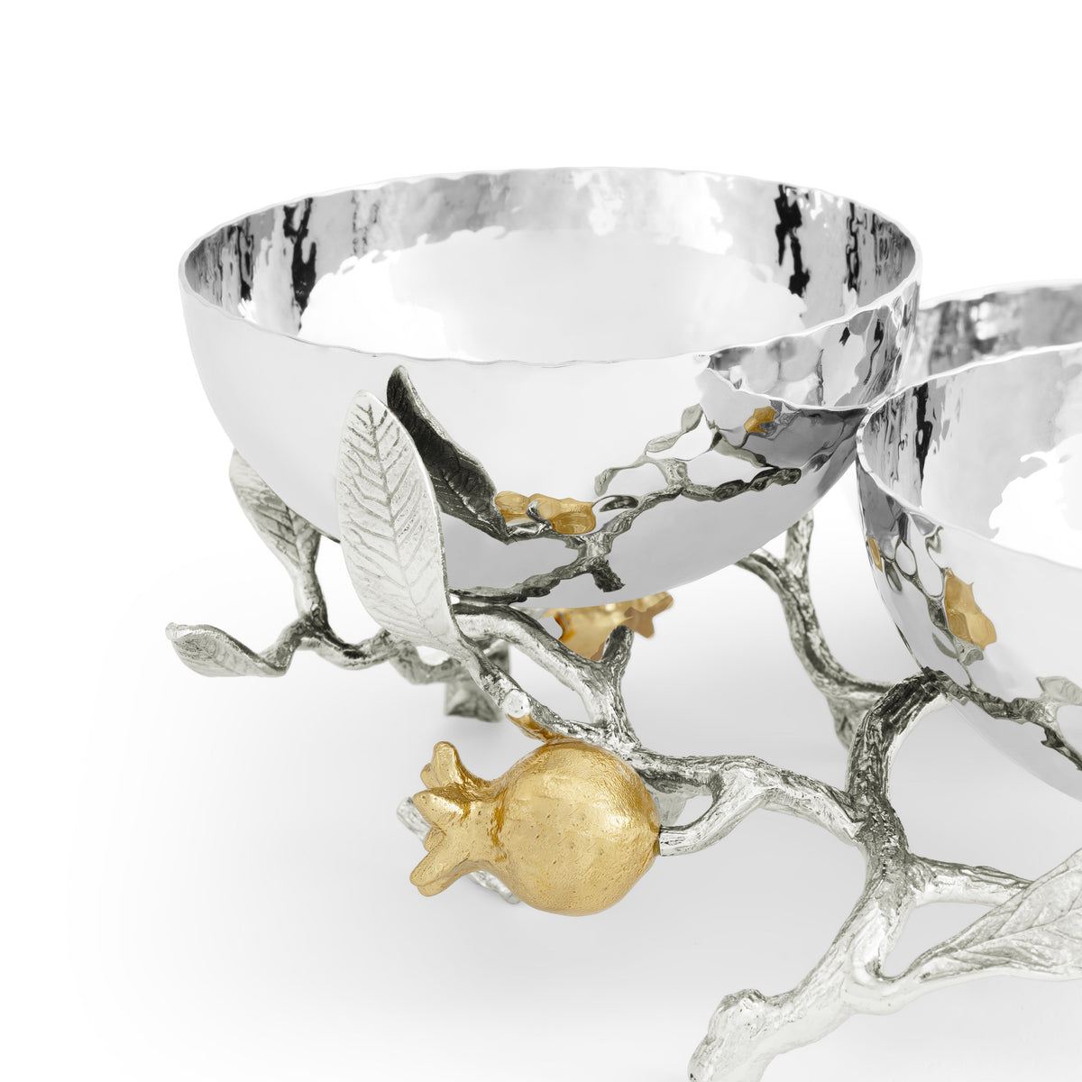 Pomegranate Silver &amp; Gold Triple Bowl