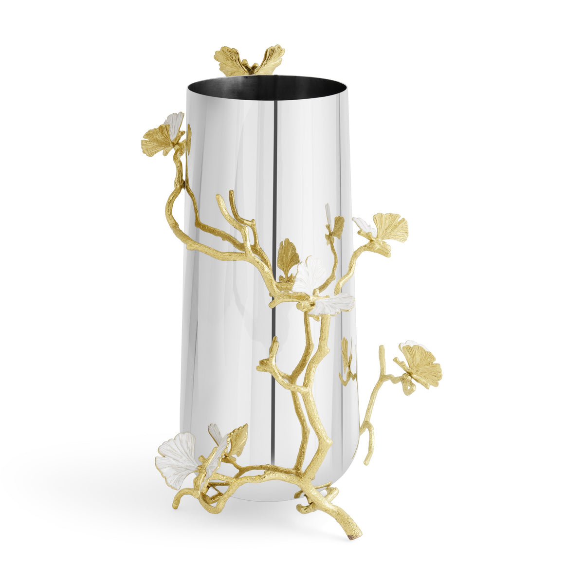 Butterfly Ginkgo Gold Vase - Large