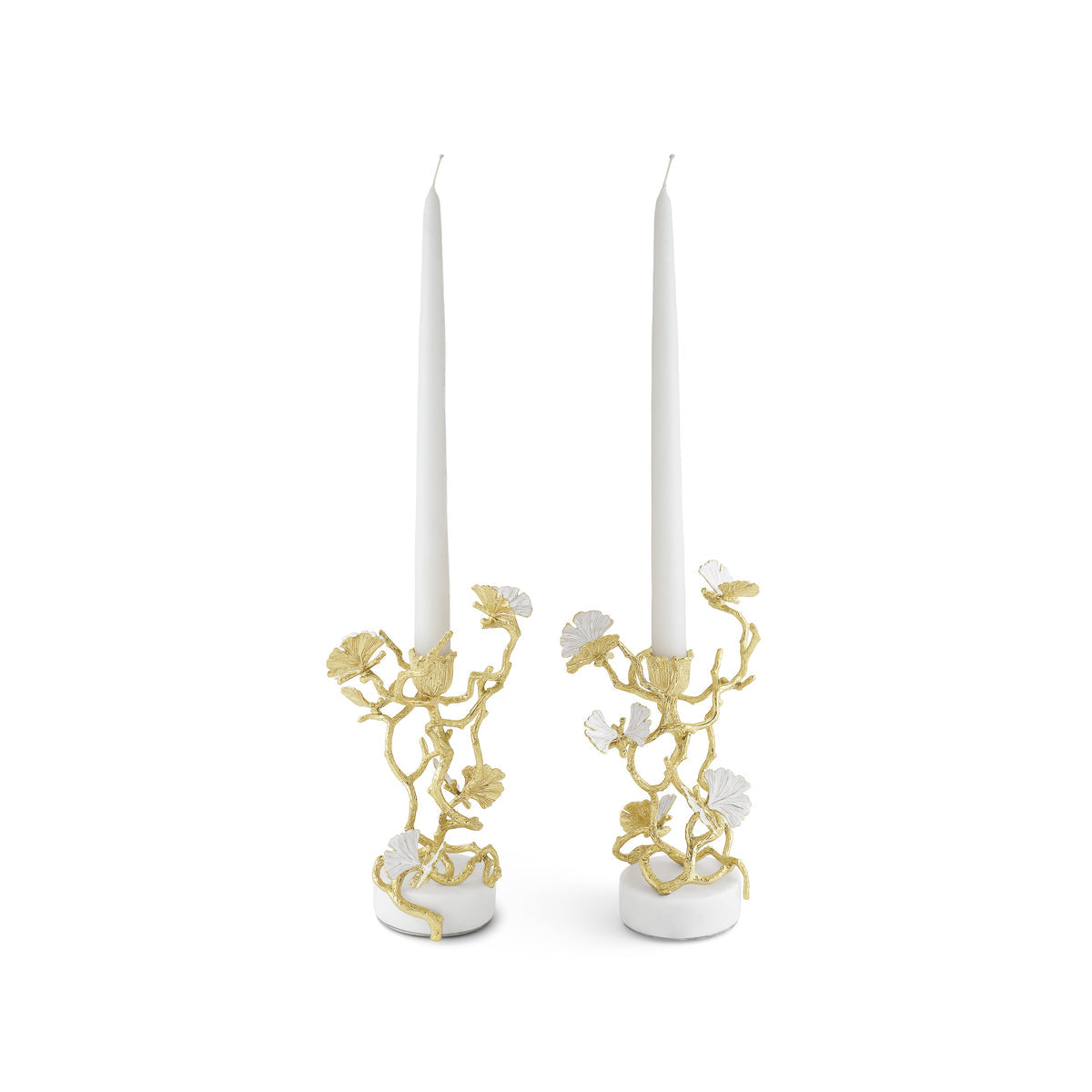 Butterfly Ginkgo Gold Candleholders S/2