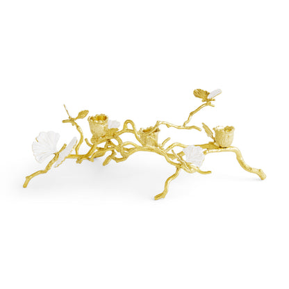 Butterfly Ginkgo Gold Low Candleholders