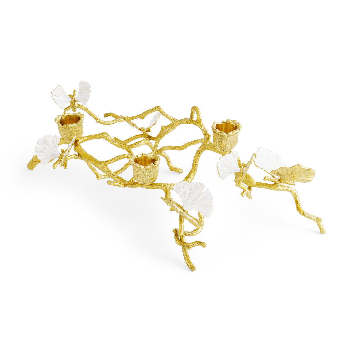 Butterfly Ginkgo Gold Low Candleholders