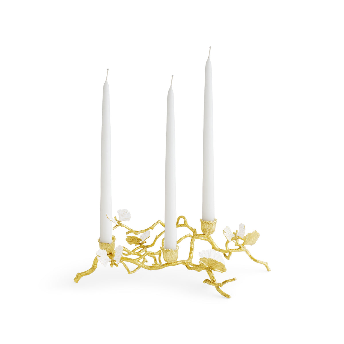 Butterfly Ginkgo Gold Low Candleholders