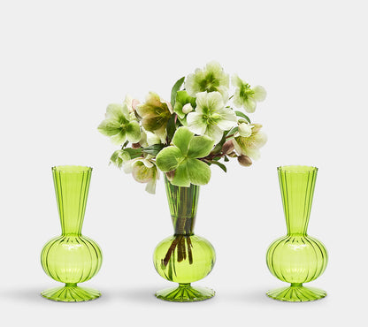 Tess Bud Vase in Green, Set of 3 in a Box