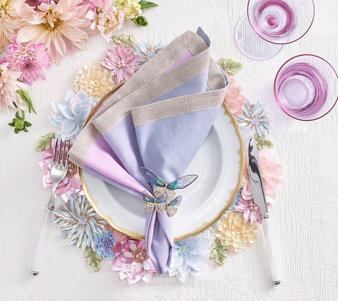 Flutter Napkin Ring in Lilac & Periwinkle, Set of 4 in a Gift Box