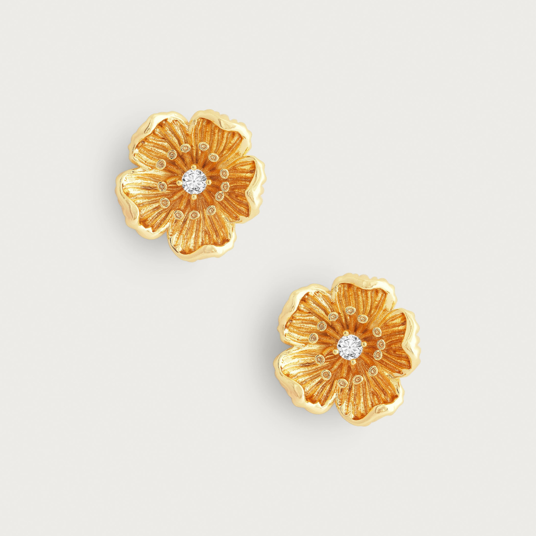 Wildflowers Gold Stud Earrings