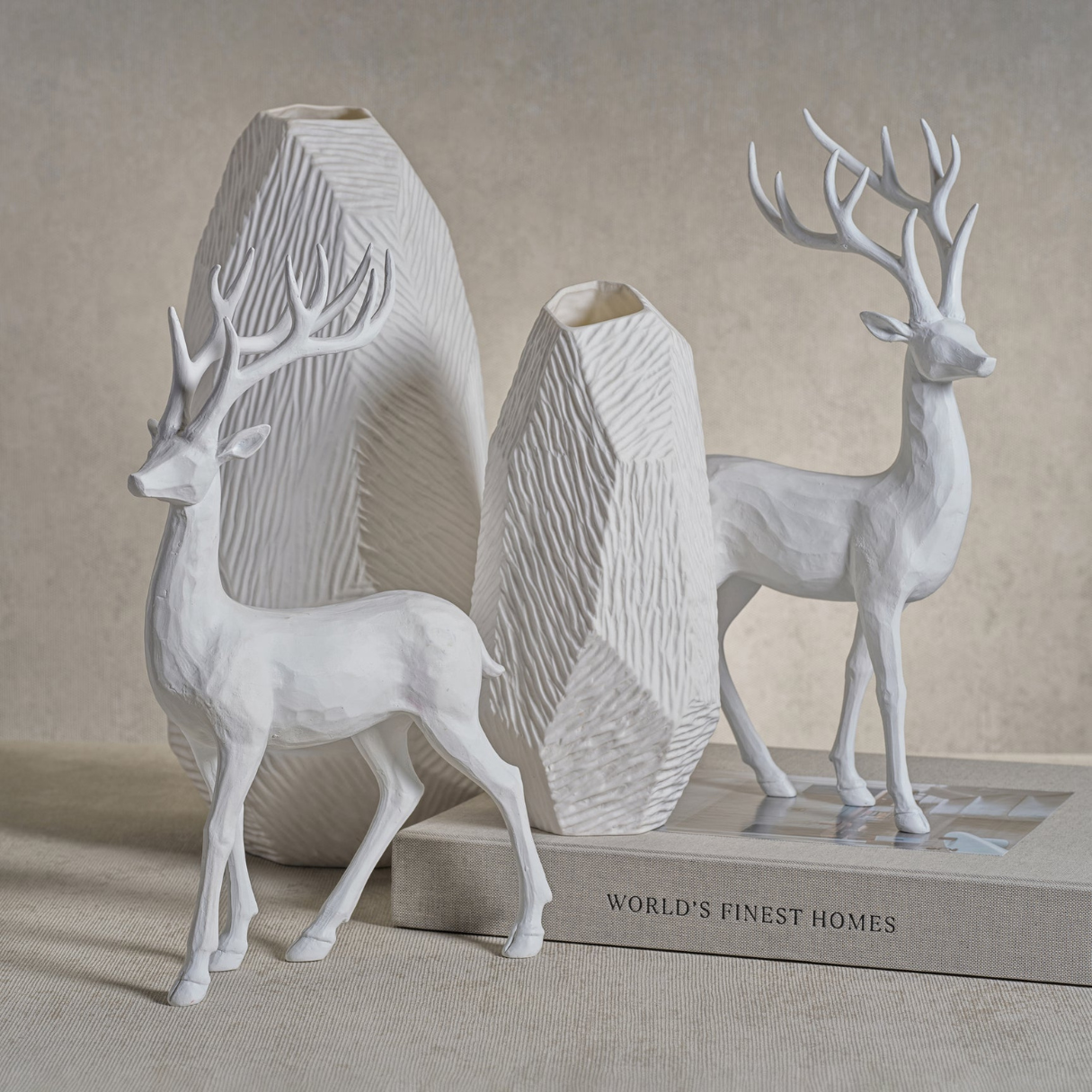 All White Decorative Deer