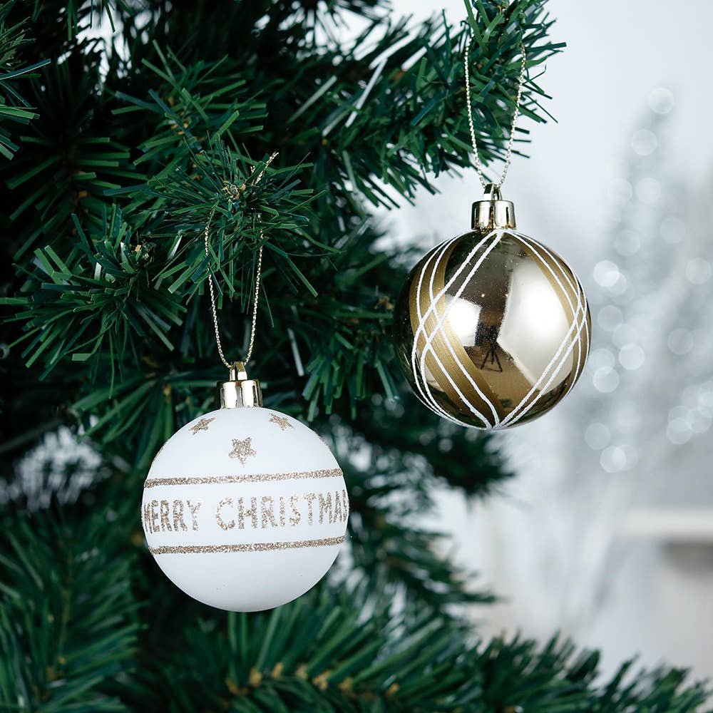 Elegant Gold and Glitter 9 Piece Christmas Ornament Set