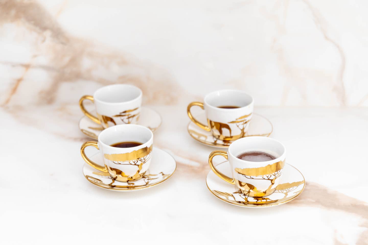 Savannah Gold Coffee Cups and Saucers - Set of 4