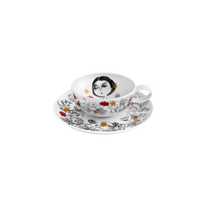 RAINHAS DE PORTUGAL SET 6 TEA CUPS WITH SAUCERS