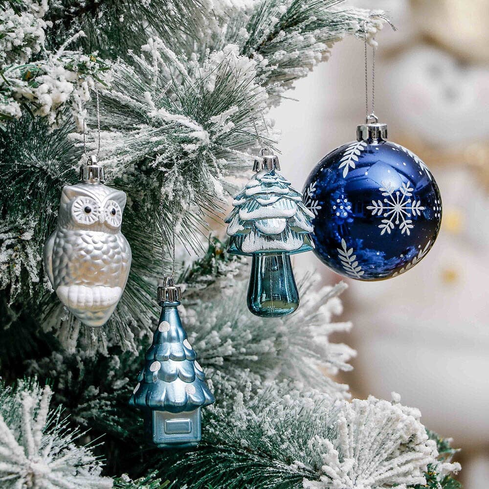 Blue and Silver 80-Piece Christmas Ornament Set