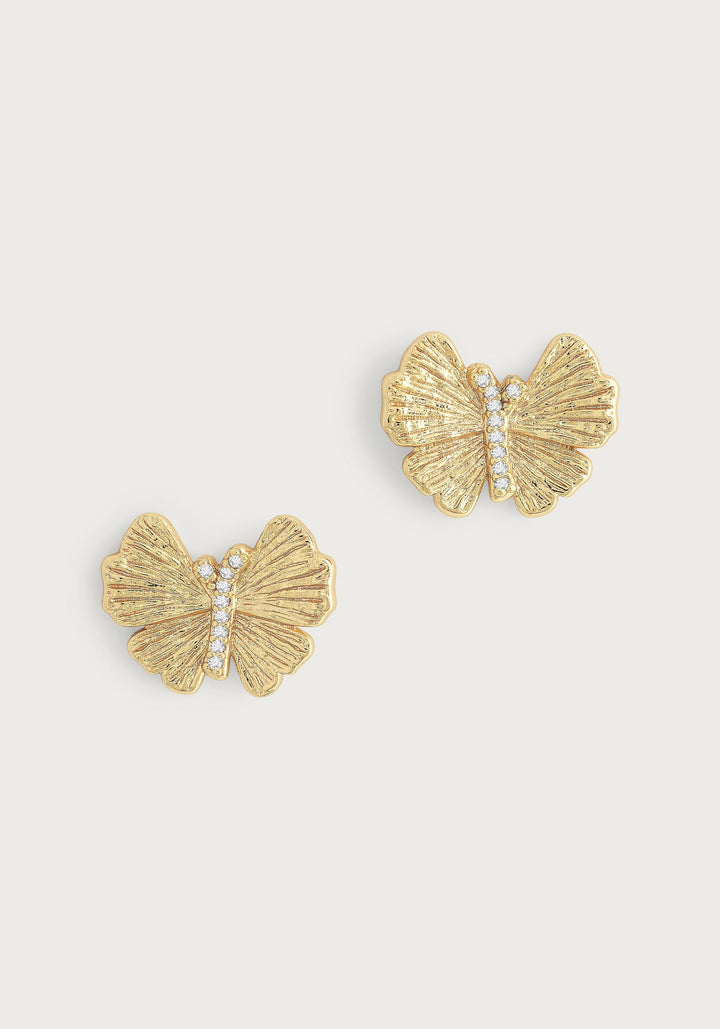 Butterfly Stud Gold Earrings