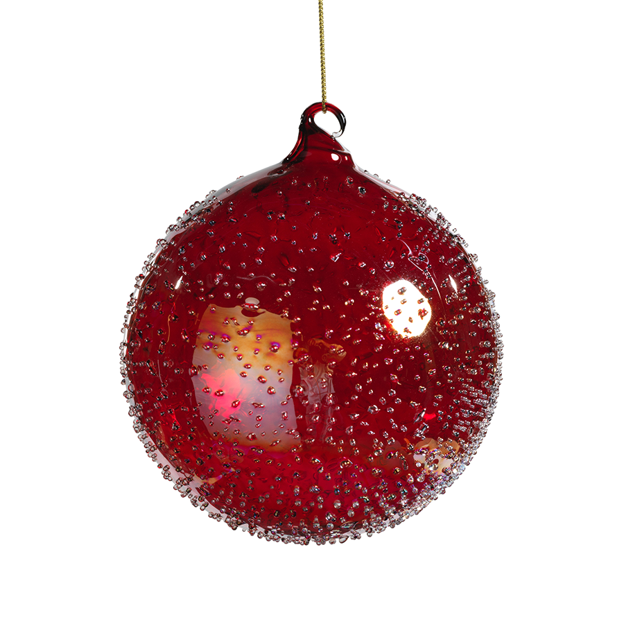 Luster Beaded Ornament - Red - Large