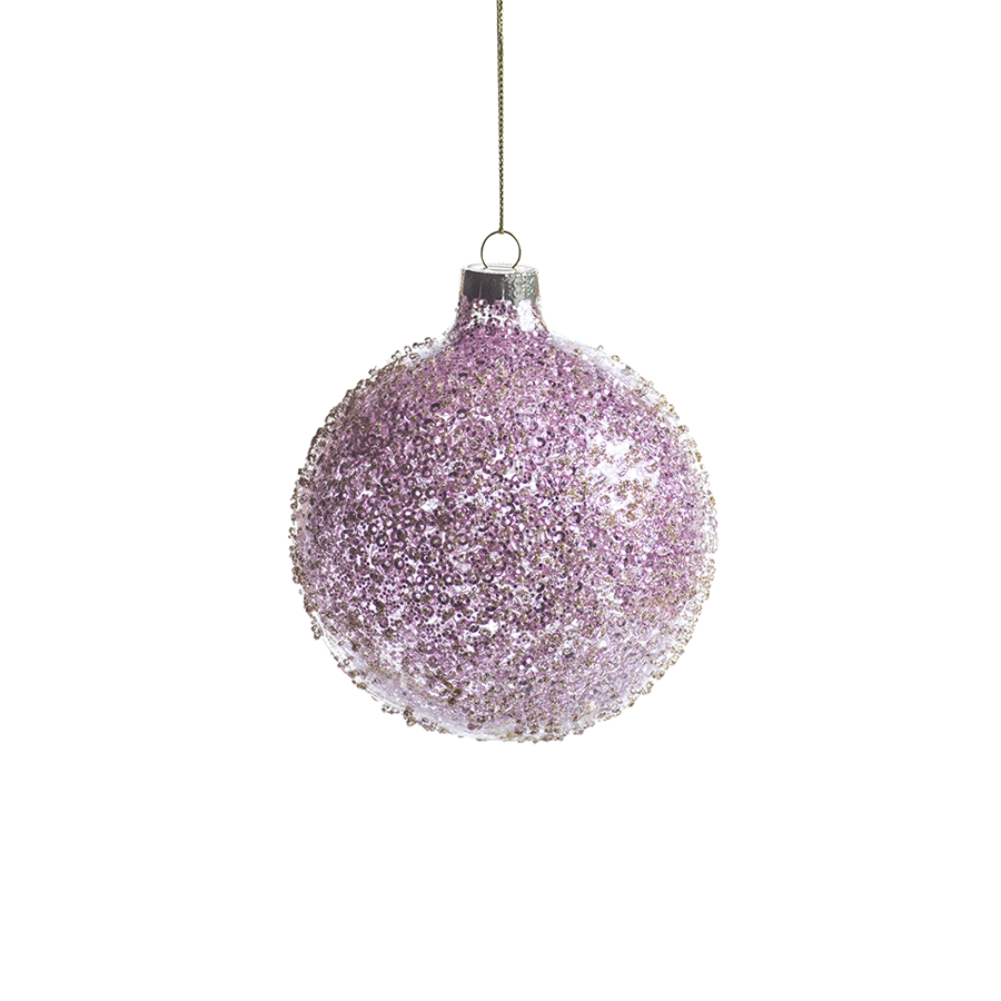 Pink Beaded Ball Ornament - Medium