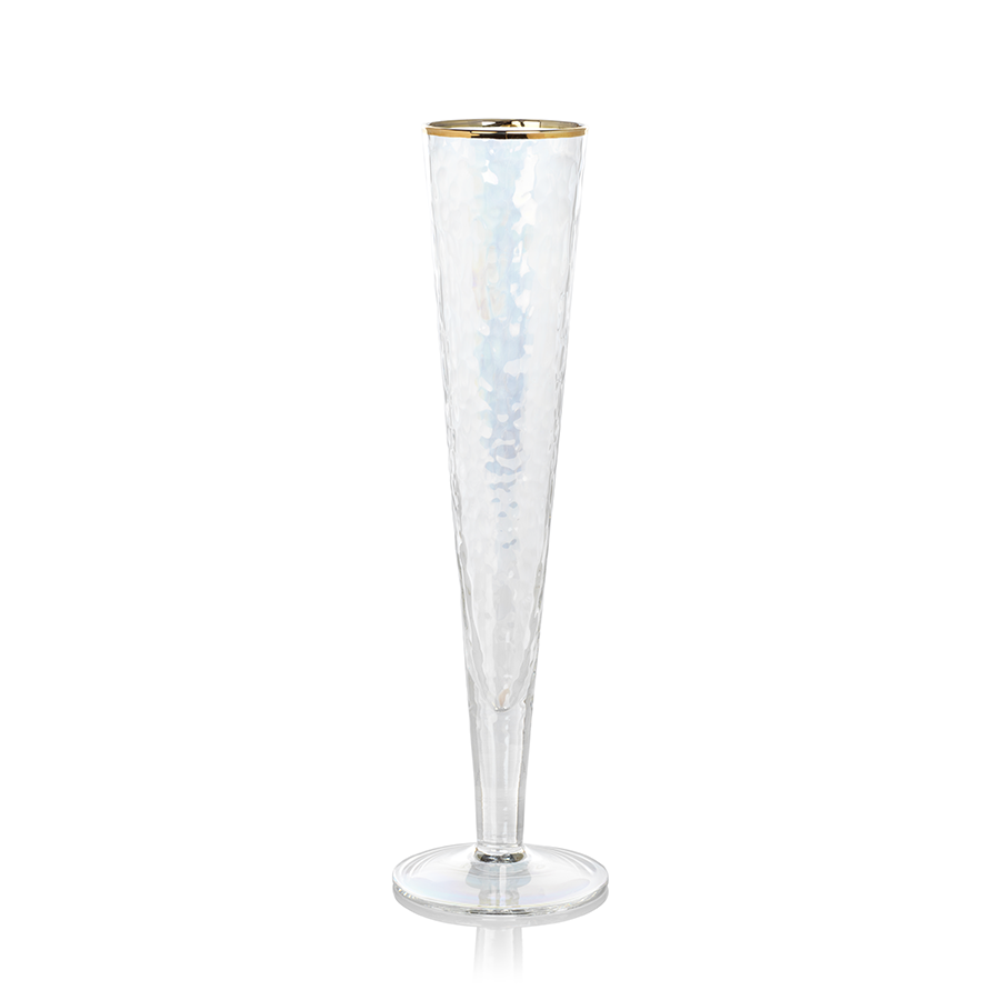 Aperitivo Slim Champagne Flute - Luster with Gold Rim Set Of 4