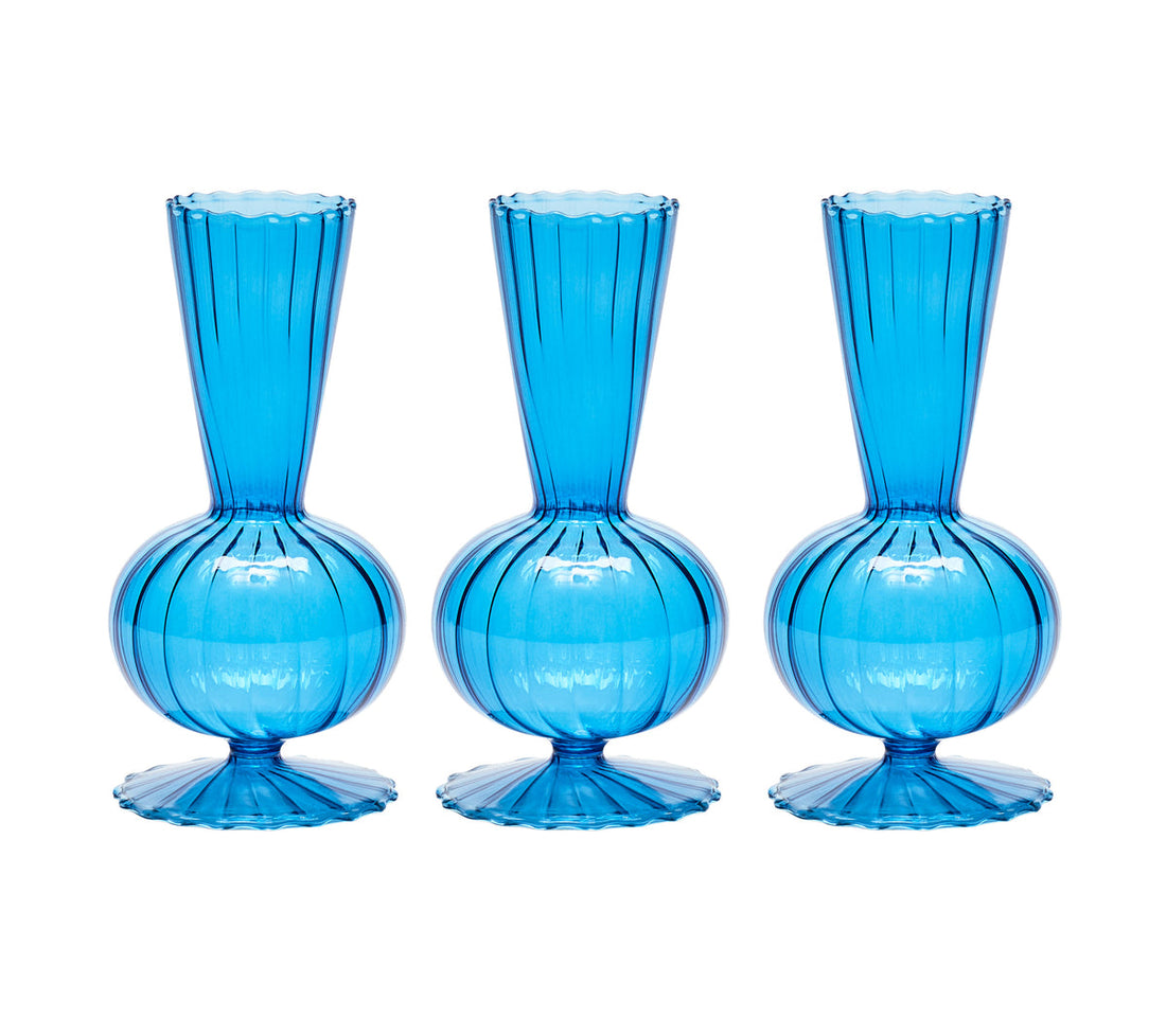 Tess Bud Vase in Blue, Set of 3 in a Box