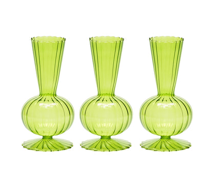 Tess Bud Vase in Green, Set of 3 in a Box