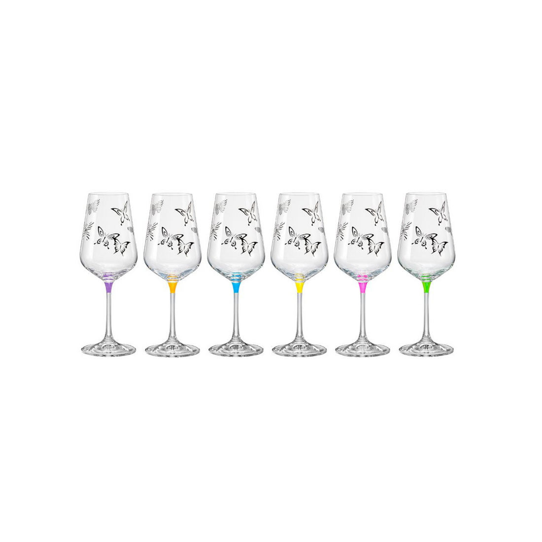 Wine Glass Assorted Colors Set Of 6