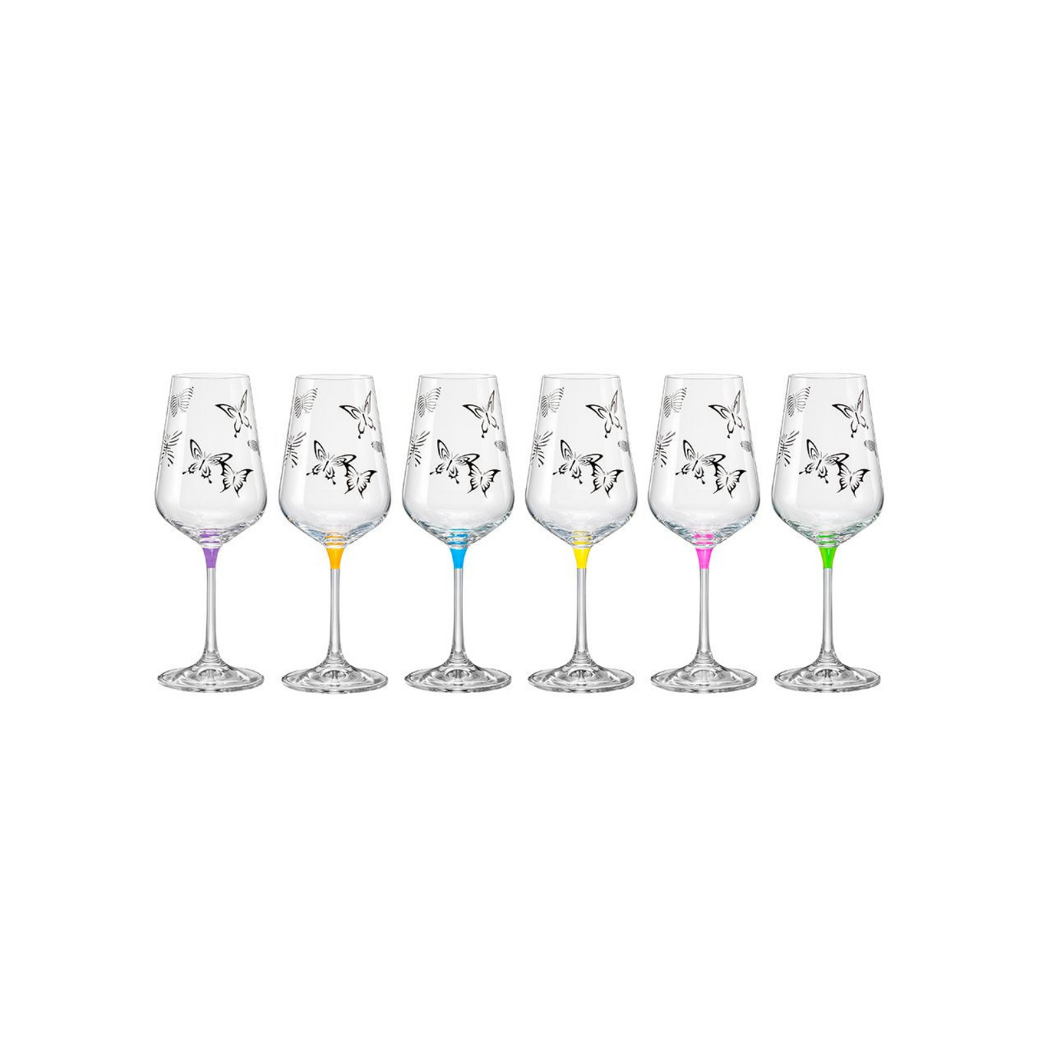 Wine Glass Assorted Colors Set Of 6