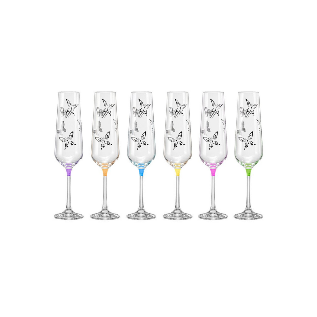 Champagne Flute Assorted Colors Set Of 6