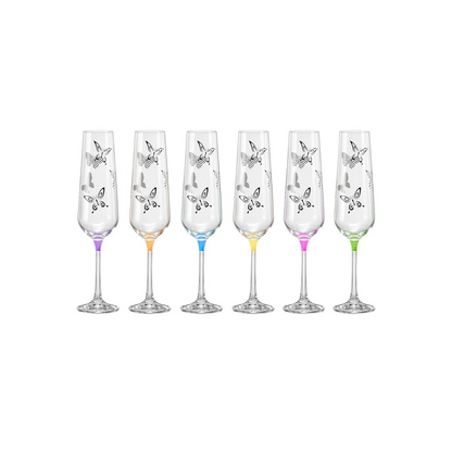 Champagne Flute Assorted Colors Set Of 6