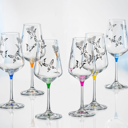 Wine Glass Assorted Colors Set Of 6