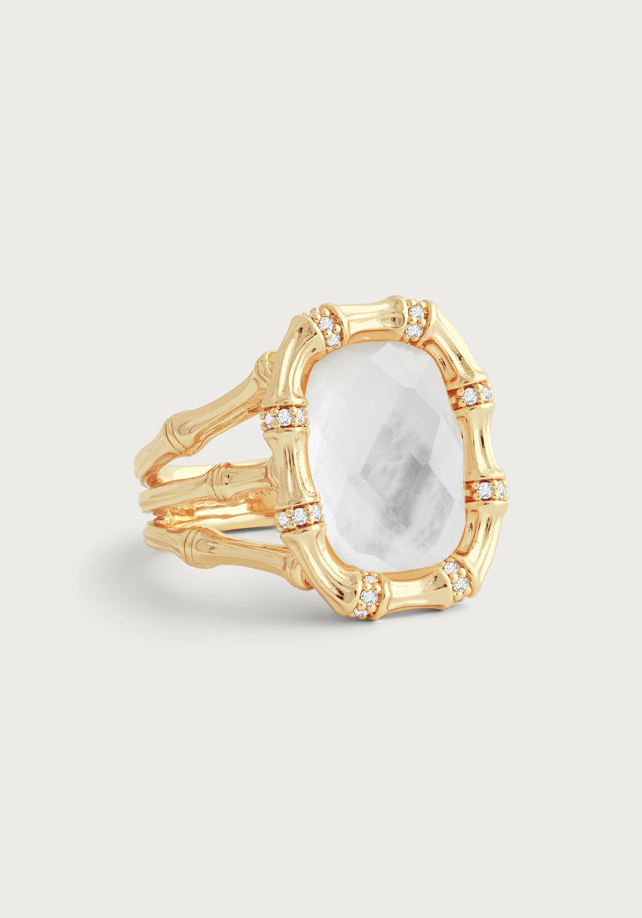 Bamboo With Stone Ring - Mother Of Pearl