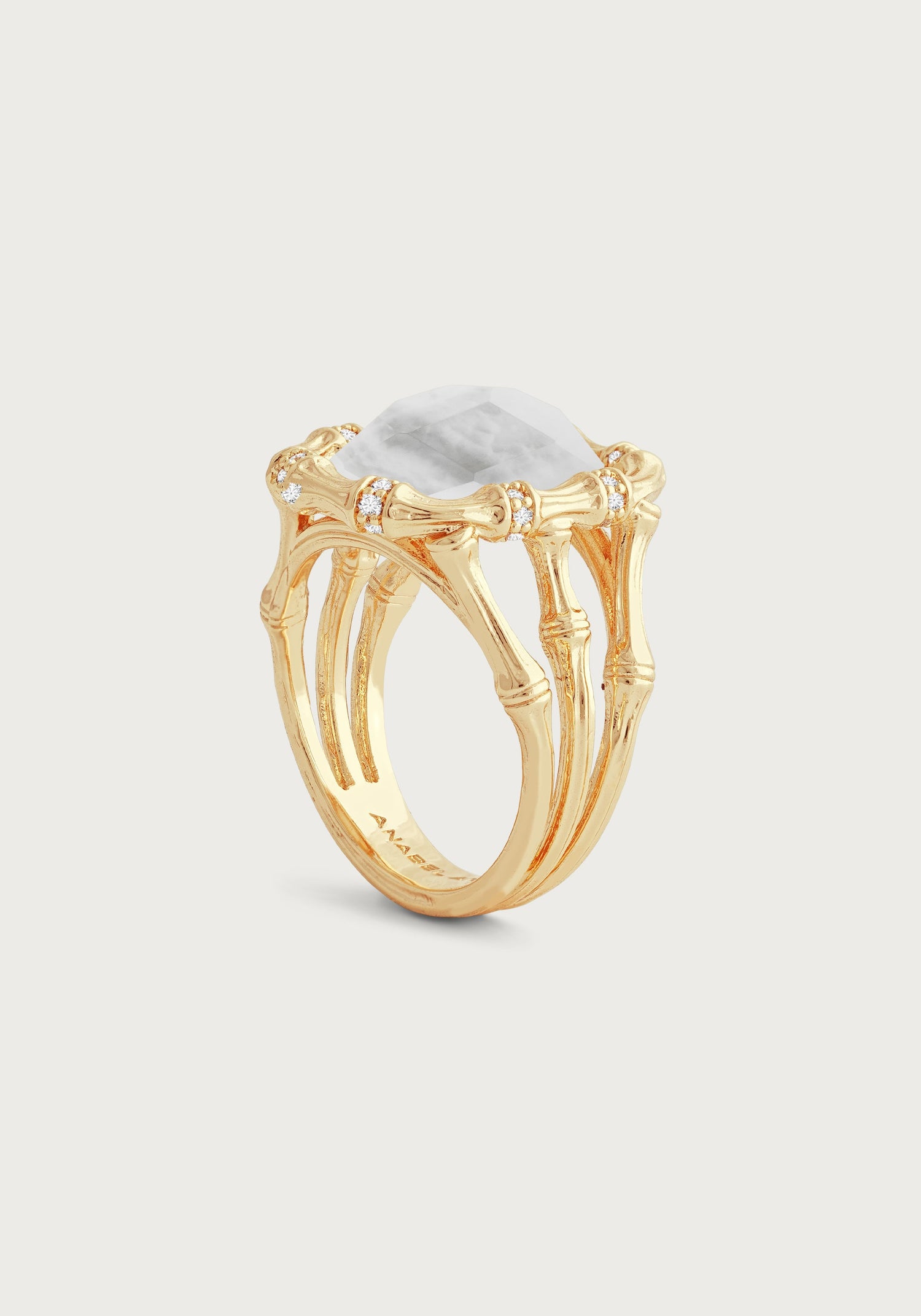 Bamboo With Stone Ring - Mother Of Pearl