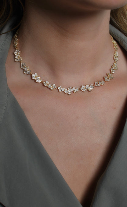 Orchid White Pavé Necklace, Gold