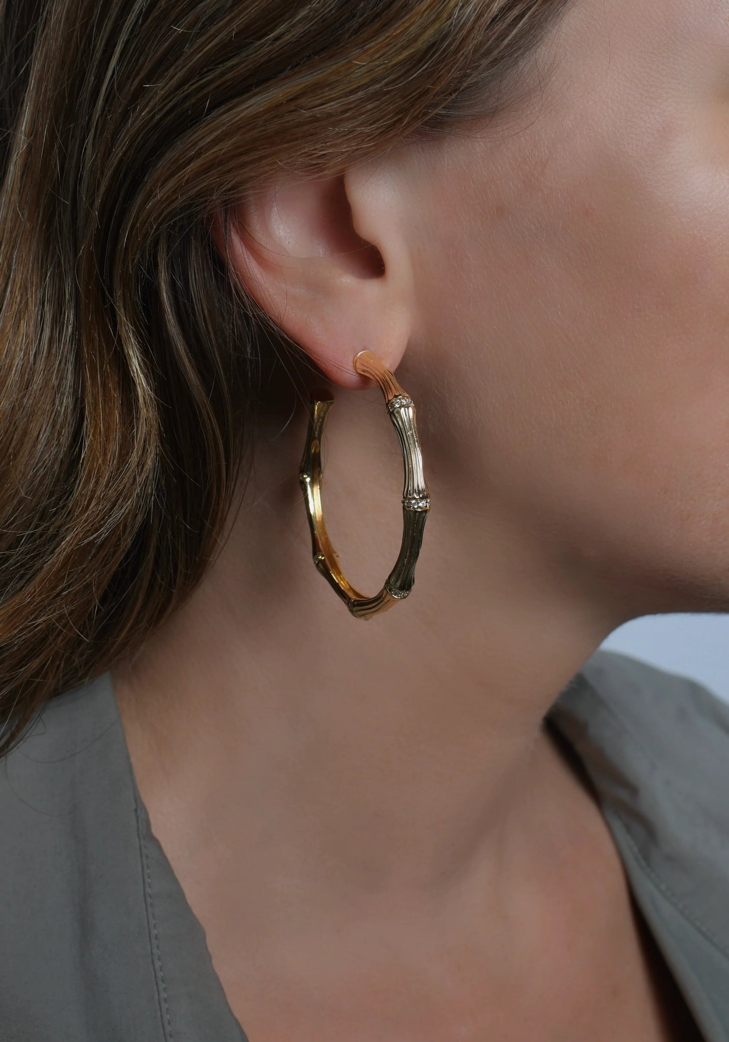 Bamboo Large Hoop Earrings