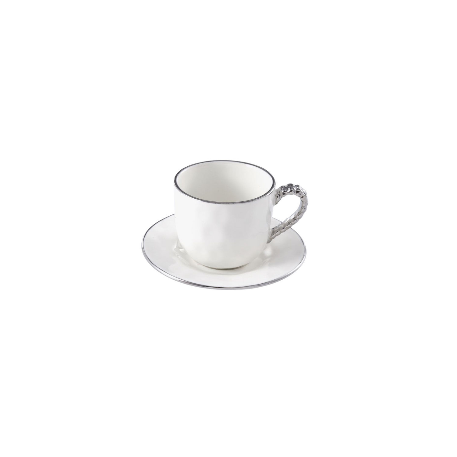 Espresso Cup &amp; Saucer Set Of 6 Silver