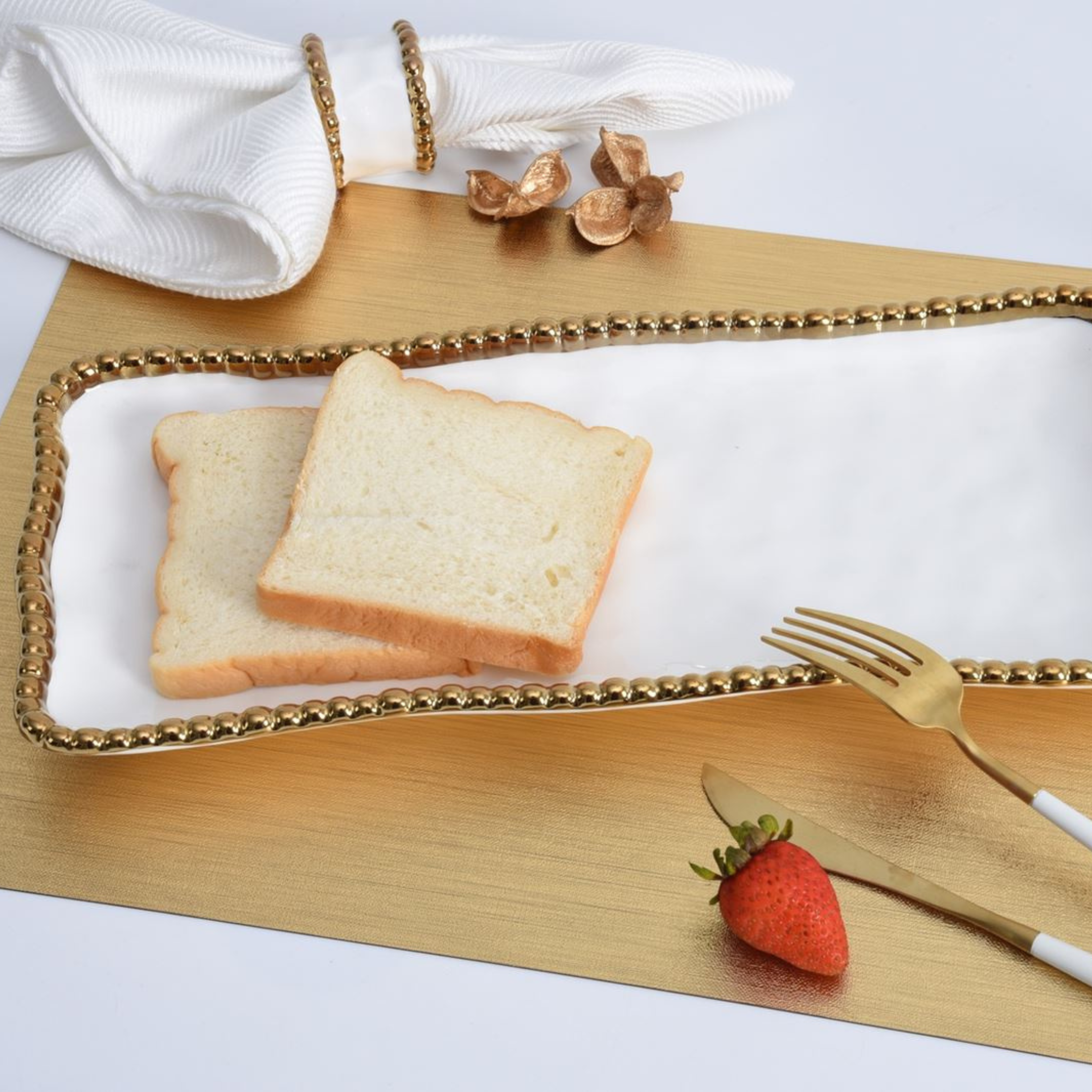 Medium Rectangular Tray Gold