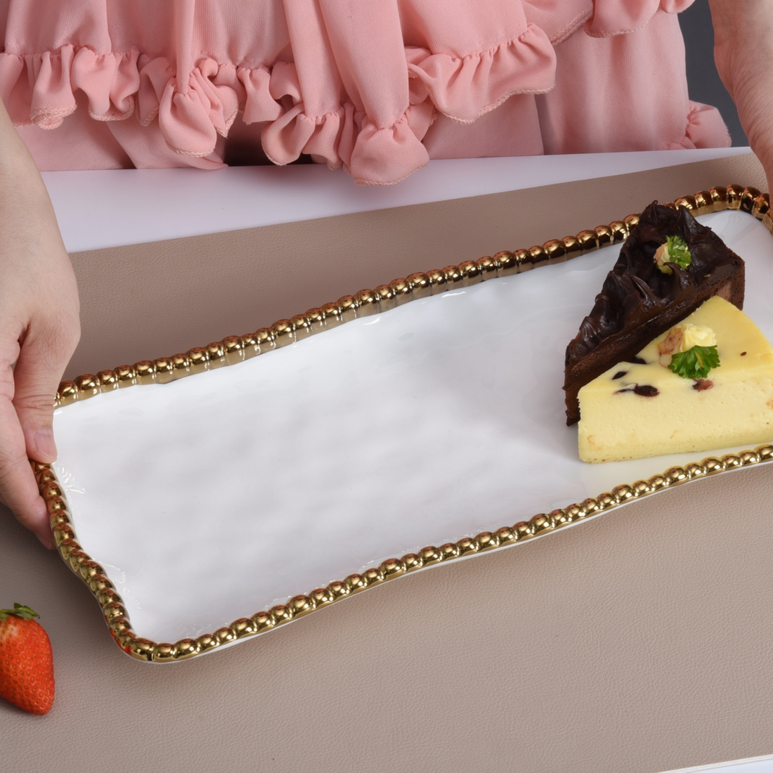 Medium Rectangular Tray Gold