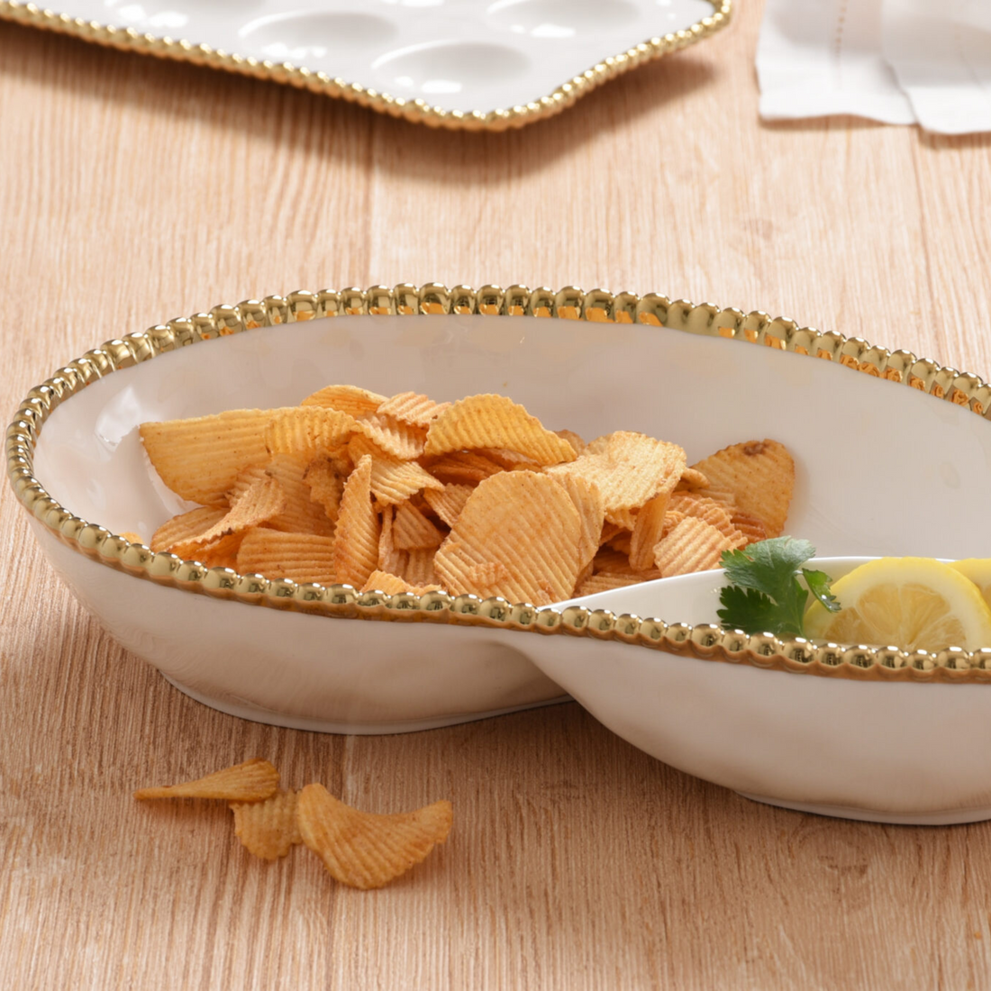 2 Section Serving Platter Gold